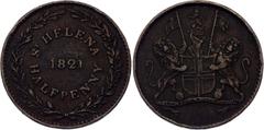 Coins - Africa Saint Helena 1/2 Penny 1821 KM# A4, N# 18419; Copper; British East India Company; VF