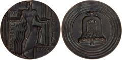 Coins - Third Reich (1933 - 1945) Germany - Third Reich Bronze Participation Medal "Olympic Games in Berlin" 1936 N# 319907; Bronze 117.18 g., 70 mm.; by Otto Placzek; Obv: 5 Athletes stepping up to t