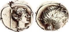 Coins - Ancient World Ancient Greece Lesbos Mytilene EL Hekte / Sixth Stater 377 - 326 BC NGC VF Bodenstedt Em. 95, HGC 6, 1021; Electrum 2.54 g., 10 mm.; Obv: Laureate head of Apollo right; Rev: Head