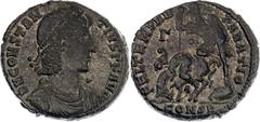 Coins - Ancient World Roman Empire Constantius II Follis 351 - 359 AD (ND) Bronze 7.76 g.; Obv: D N CONSTANTIVS P F AVG Pearl-diademed, draped and cuirassed bust of Constantius II to right. Rev: FEL T
