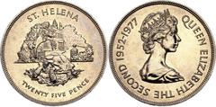 Coins - Africa Saint Helena & Ascension 25 Pence 1977 KM# 6, N# 11242; Copper-nickel; Elizabeth II; 25th Anniversary of the Accession of Queen Elizabeth II; UNC
