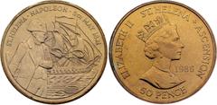 Coins - Africa Saint Helena & Ascension 50 Pence 1986 in FDC KM# 8, Schön# 8, N# 20736; Copper-nickel; Elizabeth II; 165th Anniversary of Napoleon's Death; Mintage: 50000 pcs; First Day Cover (FDC); W