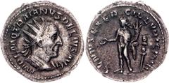 Coins - Ancient World Roman Empire Trajan Decius AR Antoninianus 249 AD (ND) RIC# 16; Silver 3.39 g; Trajan Decius (249-251 AD); Rome Mint; Obv: IMP C M Q TRAIANVS DECIVS AVG, radiate and cuirassed bu