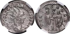 Coins - Ancient World Roman Empire Gallienus Bl Antoninianus / Double-Denarius 253 - 268 AD NGC MS RIC VI# 447; Billon; Gallienus, joint reign (AD 253-268); Obv: IMP C P LIC GALLIENVS P F AVG, radiate