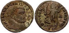 Coins - Ancient World Roman Empire Licinius I Æ Follis 313 - 315 AD RIC# 8, N# 40090; Bronze 4.21 g.; Licinius I (308-324 AD); Obv: IMP LIC LICINIVS P F AVG, laureate head right / Rev: IOVI CONSERVATO