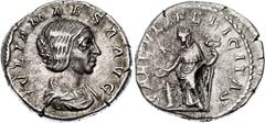 Coins - Ancient World Roman Empire Julia Maesa AR Denarius 218 - 222 AD RIC 272, RSC 45b; Silver 3.29 g.; Julia Maesa AD 218-222; Rome Mint; Obv: IVLIA MAESA AVG, draped bust to right / Rev: SAECVLI F