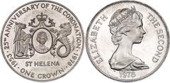 Coins - Africa Saint Helena 1 Crown 1978 PM KM# 7a, N# 45474; Silver 28.82 g.; Elizabeth II; 25th Anniversary of the Coronation of Queen Elizabeth II; Pobjoy Mint; Mintage: 25000 pc
