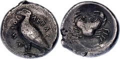 Coins - Ancient World Ancient Greece Akragas (Sicily) Tetradrachm 465 - 445 BC (ND) Westermark# 337; HGC 2# 77; Silver 17.29 g.; Obv: AKPAC / ΑΝΤΟΣ. Eagle standing left. Rev: Crab; Privately purchased