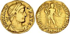 Coins - Ancient World Roman Empire Valens 1 Solidus 364 - 367 AD RIC IX# 2d, OCRE# ric.9.nic.2D, N# 116635; Gold 3.55 g.; Valens; Obv: Bust of Valens right, pearl-diademed, draped, cuirassed. D N VALE