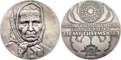 Coins - Europe Poland Silver Medal "Paulina Holyszowa 1892 - 1975" 1978 Silver 144.84 g., 69.8 mm.; Obv: Bust of Paulina Holyszowa // Rev: PAULINA HOŁYSZOWA 1892-1975 / LUDOWA POETKA / ZIEMI CHEŁMSKIE