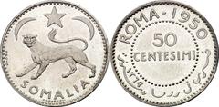 Coins - Africa Somalia 50 Centesimi 1950 PROVA PCGS SP65 KM# Pr4, N# 262309; Billon; This rare Somalian coin is not only a piece of currency but also a work of art and a wonderful addition to any coin