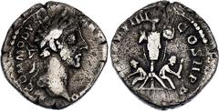 Coins - Ancient World Roman Empire Commodus Denarius 180 AD (ND) RIC III# 9a, OCRE# ric.3.com.9a, N# 265156; Silver 2.38 g.; Obv: Head of Commodus, laureate, right. M COMMODVS ANTONINVS AVG. Rev: Trop
