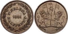 Coins - Africa Saint Helena 1/2 Penny 1821 KM# A4, N# 18419; Copper; George IV; British East India Company; XF/AUNC