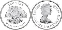Coins - Africa Saint Helena 25 Pence 1977 KM# 6a, N# 44089; Silver 28.28 g., Proof; Elizabeth II; 25th Anniversary of the Accession of Queen Elizabeth II