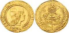 Europe Italy - Antignate 2 Ducat 1494 - 1509 (ND) Rare! Friedberg# 59; Gold 6.72g; Giovanni II Bentivoglio, 1494-1509; Bust with cap right. Legend: : IOANNES. BENTIVO LVS. II. BONONIENSIS. Reverse :; 