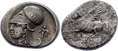 Ancient World Ancient World Ancient Greece Corinth AR Stater 450 - 400 B.C. CORINTHIA, Corinth. Circa 400-350/45 BC. AR Stater. Pegasos stepping right / Helmeted head of Athena left;