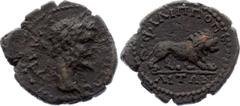 Ancient World Ancient World Roman Empire Provincial Bronze Fillipopolis, 193 - 211 A.D. Septimius Severus, AE17, 193-211, Thrace-Philippopolis. AVKA-CEVHPOC. Bare head right. ΦIΛIPiPiOPiOΛ_EITΩN. Lion