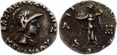 Coins - Ancient World Indo-greek Kingdom Drachm Menander I 155 - 130 B.C. Indo-Greek, Menander I (c.155-130 BC), Drachm, bust, helmeted head right, diademed bust left holding spear, bare diademed head