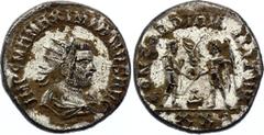Coins - Ancient World Roman Empire Antonianus Maximian 293 A.D. Antoninianus Obv: IMPCMAMAXIMIANVSPFAVG - Radiate, cuirassed bust right. Rev: CONCORDIAMILITVM Exe: EΔ/•XXI - Maximian standing right on