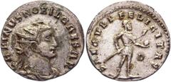 Coins - Ancient World Roman Empire Antoninianus 283 - 285 AD, Carinus RIC 152, C 117; Silver 3,98 g.; Obv: CARINVSNOBILCAES - Radiate bust left, holding spear over shoulder and shield. Rev: SAECVLIFEL
