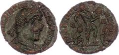 Coins - Ancient World Roman Empire Follis 364 - 375 (ND) Bronze 1,57 g.; DNVALENTINIANVSPFAVG - Diademed, draped and cuirassed bust right. Rev: GLORIAROMANORVM. Valentinian I advancing right, dragging
