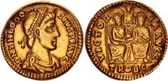 Coins - Ancient World Roman Empire Theodosius I AV Solidus 377 - 380 AD RIC IX 50; Depeyrot 47/4; Gold 4.38 g.; Theodosius I (379-395 AD); Obv: D N THEODO SIVS P F AVG Pearl-diademed, draped and cuira