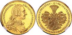 Coins - German States German States Konigsegg-Rothenfels Ducat 1756 NGC MS 62 KM# 5; Fr# 1430; Ebner# 1; Hermann 223; Gold (.986) 3.47 g.; Franz Hugo; MInt: Vienna; UNC. Extremely rare coin. Top Grade