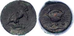 Coins - Ancient World Ancient Greece Akragas (Sicily) AE Tetras 425 - 406 BC CNS I, 54; HGC 2, 140; Copper 9.47 g.; Obv: Eagle standing r. on hare, head lowered, wings spread. Rev: Crab; below, three 