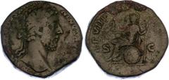 Coins - Ancient World Roman Empire Sestertius 183 - 184 AD RIC# 401; Brass 23.07 g.; Commodus; Obv: M COMMODVS ANTONINVS AVG PIVS, laureate head to right. Rev: P M TR P VIIII IMP VI COS IIII P P, Roma