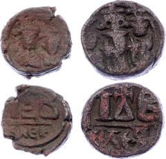 Coins - Ancient World Byzantium 2 x 12 Nummi 613 - 618 AD SB 853; Copper; Heraclius, with Heraclius Constantine; Mint Alexandria. Obv: Crowned and draped busts of Heraclius and Heraclius Constantine f