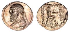 Ancient Coins Parthian Kingdom Mithradates II,c.121-91BC AR Tetradrachm (Ag) Obverse: Diademed, draped bust of Mithradates II left, seen from front. Reverse: archer in Parthian dress (Arsaces I) seate