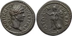 LYDIA. Nacrasa. Trajan (98-117). Ae. Obv: AY NEP TPAIANON CE ΓEP. Laureate head right. Rev: NAKPACITΩΝ. Victory advancing left with wreath and palm branch. SNG von Aulock 3036; BMC 15. Condition: Very