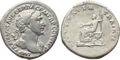 TRAJAN, with DIVUS TRAJAN PATER (98-117). Denarius. Rome. Obv: IMP TRAIANVS AVG GER DAC P M TR P COS VI P P. Laureate bust right, slight drapery on far shoulder. Rev: DIVVS PATER TRAIAN. Divus Pater T