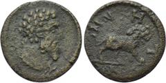 LYDIA. Magnesia ad Sipylum. Pseudo-autonomous. Ae (3rd century AD). Obv: Bearded male head (Hercules?) right. Rev: MAΓNHTΩN. Lion standing right. SNG Copenhagen 247 var. (ethnic); MacDonald, Hunterian