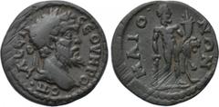 LYDIA. Maeonia. Septimius Severus (193-211). Ae. Obv: Λ CΕΠ CEOVHPOC Π. Laureate head right. Rev: MAIONΩN. Herakles standing facing, head right, holding club, cornucopia and lion skin. SNG Copenhagen 