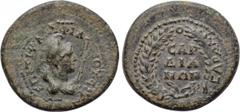 LYDIA. Sardeis. Pseudo-autonomous. Time of Vespasian (69-79). Ae. Titus Clodius Epirus Marcellus, proconsul for the second time, and Titus Claudius Phileinus, strategos. Obv: ЄΠI TI KΛAY ΦΙΛЄINOY CTPA