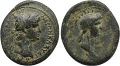 LYDIA. Thyateira. Nero, with Poppaea (54-68). Ae. Obv: NЄPΩN KΛAVΔIOC KAICAP CЄBACTOC. Laureate head of Nero right. Rev: ΠΟΠΠAIAN CЄBACTHN ΘVATIPHNOI. Draped bust of Poppaea right. RPC I 2383. Conditi