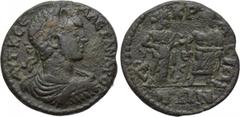 LYDIA. Akrasos. Severus Alexander (222-235). Ae. Obv: AVT K CE AΛEΞANDPOC. Laureate, draped and cuirassed bust right. Rev: AKPACIΩ / TΩN. Hygieia standing facing to left, feeding serpent out of phiale