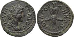 LYDIA. Gordos Julia. Pseudo-autonomous (2nd century). Ae. Obv: IOVΛI ΓOPΔOC. Turreted and draped bust right. Rev: ΙΟVΛ ΓΟΡΔΗΝΩΝ. Facing statue of Artemis Ephesia, with supports. RPC IV online 1261; SN