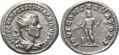 MACRINUS (217-218). Antoninianus. Rome. Obv: IMP C M OPEL SEV MACRINVS AVG. Radiate, draped and cuirassed bust right. Rev: IOVI CONSERVATORI. Jupiter standing left, holding sceptre and thunderbolt; be