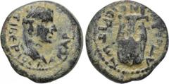LYDIA. Apollonoshieron. Tiberius (14-37). Ae. Obv: TIBEPIOC KAICAP. Laureate head right. Rev: AΠΟΛΛωNIЄPITωN. Lyre. RPC I 3044; SNG von Aulock 2906. Condition: Very fine. Weight: 2.12 g. Diameter: 15 