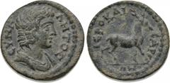 LYDIA. Hierocaesarea. Pseudo-autonomous (Early-mid 2nd century). Ae. Obv: CVNKΛHTOC. Draped bust of the Senate right. Rev: IЄPOKAICAPЄΩN. Stag advancing right. RPC III 1866; SNG von Aulock 2957. Condi