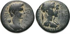 LYDIA. Philadelphia. Caligula (37-41). Ae. Hermogenes Olympionikes, magistrate. Obv: ΓAIOΣ KAIΣAP. Bare head of Caligula right; star to left. Rev: ΦΙΛΑΔΕΛΦΕΩΝ EPMOΓENHΣ OΛYMΠIONIKHΣ. Jugate laureate b