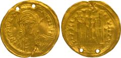 Coins of Ancient India & Ancient World Gold Solidus Coin of Rome Imitating Theodosius. Roman Empire, Theodosius (455-457 CE), Gold Solidus (Contemporary Imitation), Indian imitation, Obv: helmeted, ar