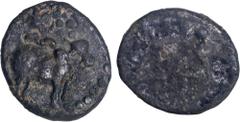 Coins of Ancient India & Ancient World Pallavas Bronze Coin with temple on the reverse. Pallavas of Kanchi (4-6 Century CE), Bronze Unit, Temple type, Obv: an upright bull facing right, snake, Srivats