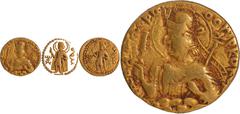 Coins of Ancient India & Ancient World Kushan Dynasty, Huvishka (160-190 CE), Gold Dinar, "MAO"(Moon God Aglibol) type, Main Mint in Bactria (probably struck at Balkh), Early Phase, Obv: a diademed an