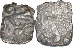 Coins Of INDIA Ancient India Punch-Marked Coins Punch Marked Silver One Half Karshapana Coin of Surasena Janapada. Punch Marked Coin, Surasena Janapada, Silver 1/2 Karshapana, Obv: lion to right betwe