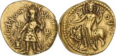 Coins Of INDIA Ancient India Kushan Dynasty Rare Gold Dinar Coin of Vasudeva I of Kushan Dynasty. Kushan Dynasty, Vasudeva I(190-230 AD), Gold Dinar, Obv:crowned, diademed king standing facing, nimbat