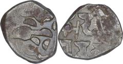 Gurjara-Pratihara 06. Mihira Bhoja I (836–890AD) Dramma Billon One Dramma Coin of Bhoja I of Gurjara Pratiharas. Gurjara-Pratiharas, Bhoja I(836-885 AD),Billon Dramma, Obv:varaha facing to right,Rev:r