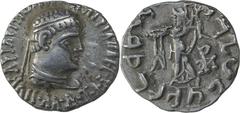 Silver Drachma Coin of Apollodotus II of Indo Greeks. Ancient India Indo-Greek Apollodotus II (80-60 BC) Silver Drachma Indo-Greeks, Apollodotus II, Silver Drachma, Obv: bust of the ruler to right and